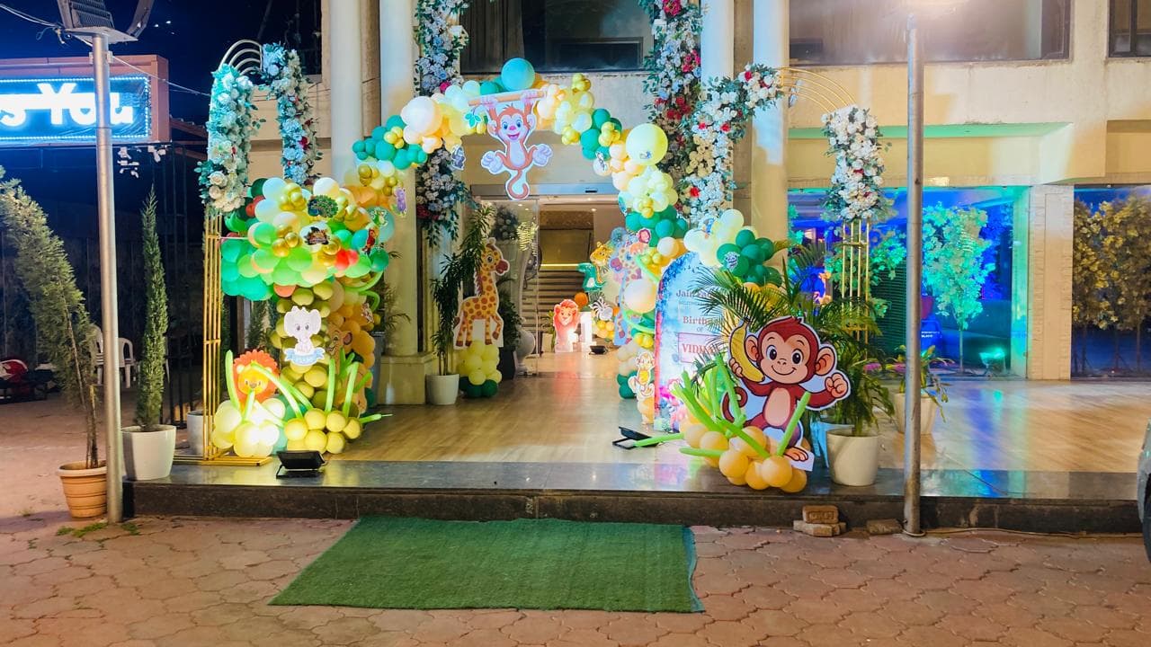 Jungle theme entrance at night